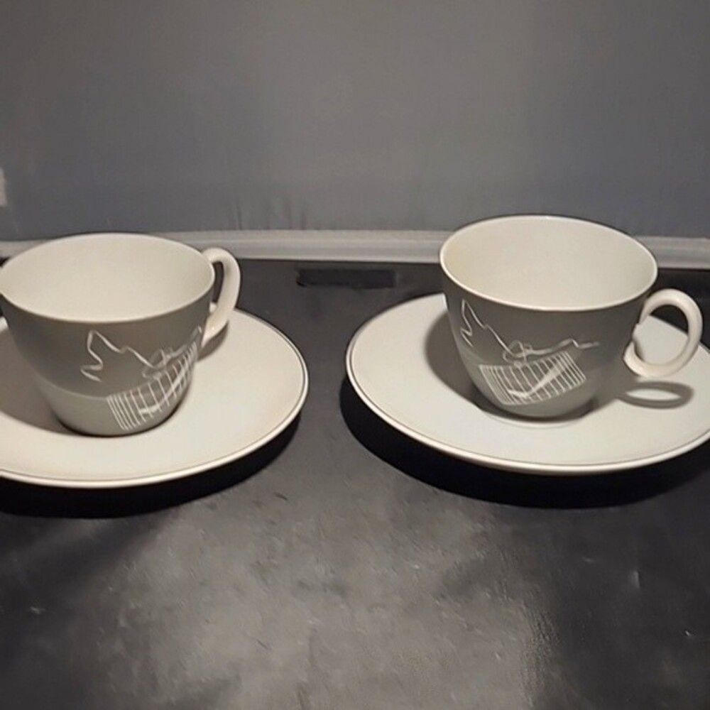 1953 Johann Haviland Papageno 2 Cup Saucer Sets Latham Loewy MCM